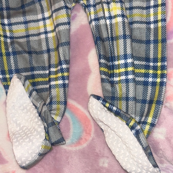 Plaid Footed Onesie with Grips - Picture 3 of 3